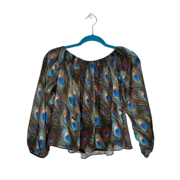 Adrienne Peacock Print Off The Shoulder Moderately Cropped Blouse - Picture 9 of 9